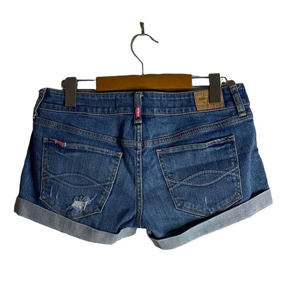 Abercrombie & Fitch Women's Medium Indigo Distressed Mini Shorts - Picture 6 of 6